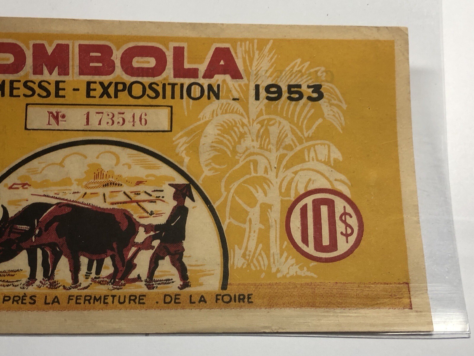 Lottery Tombola Indochine 10 Piastres 1953 Original Vintage Very Rare_LDP Shop.