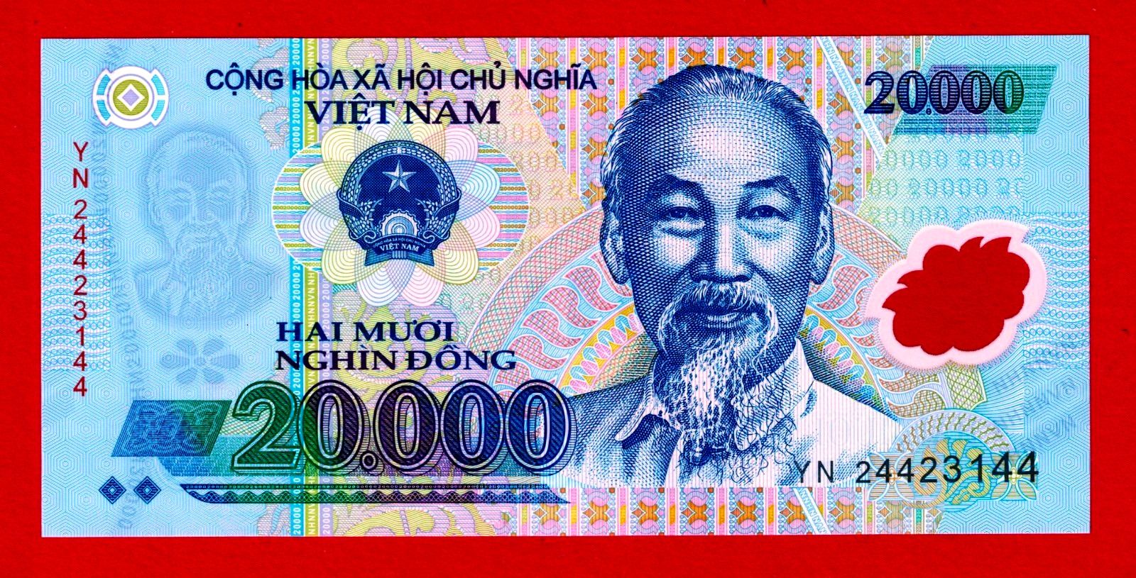 VIETNAM 20,000 Dong 2024 UNC POLYMER NOTE (P-120n) Prefix YN, Serie’s Last Issue