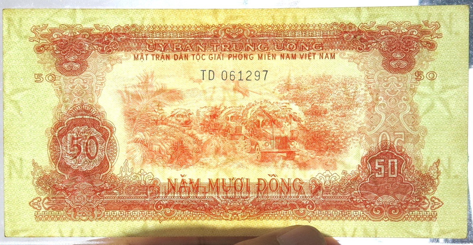 Vietnam National Liberation Front ND (1968) 50 Dong P. R8 Tough Paper High Grade
