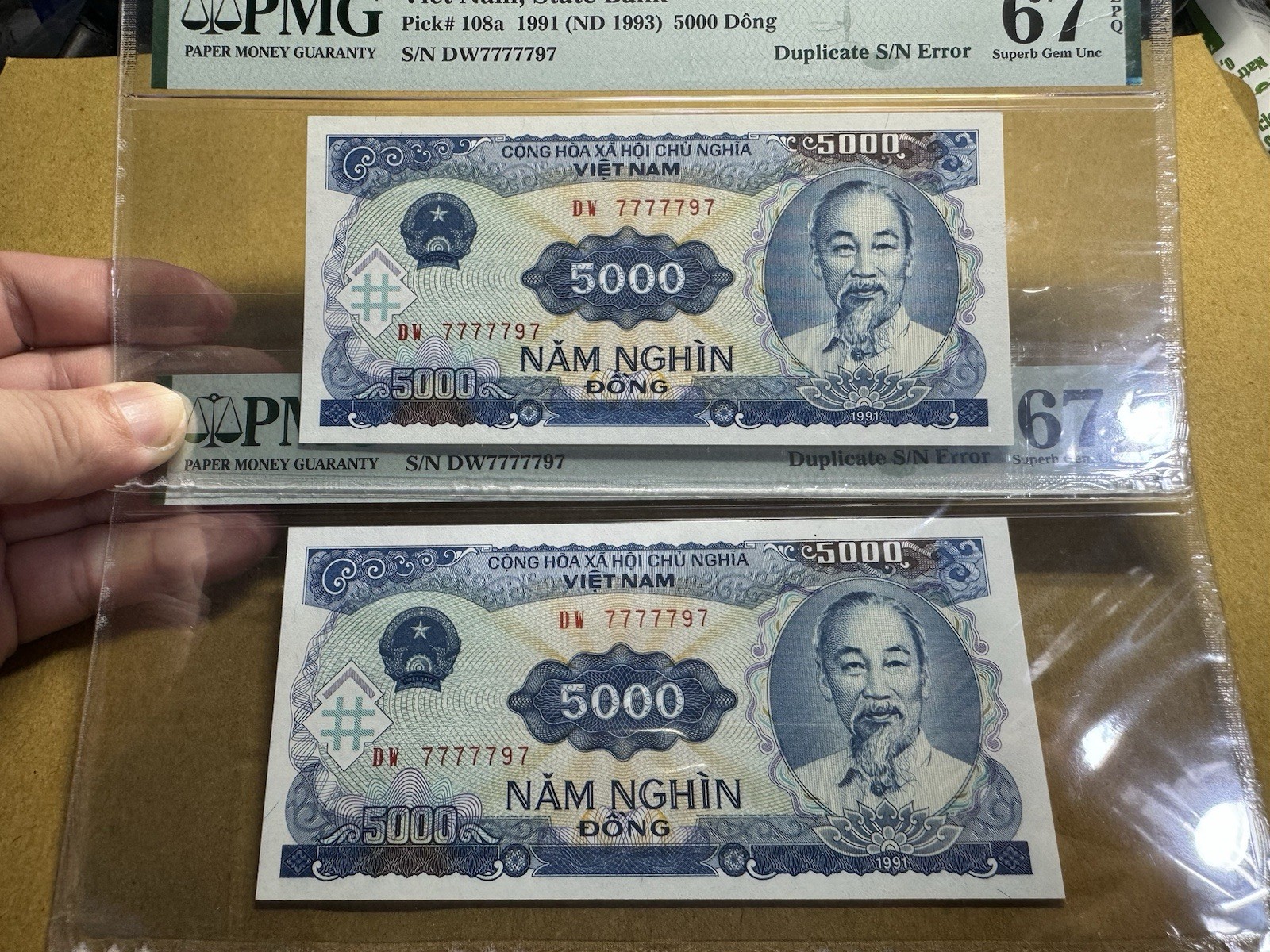 Duplicate Serie Number Error 5000 Đồng 1991 PMG-67 Superb Gem UNC Rare_LDP Shop.