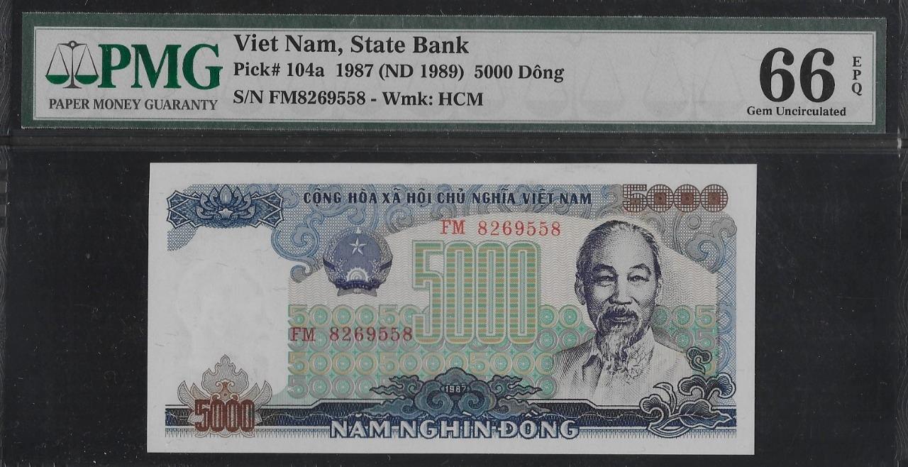 Vietnam P-104a 5000 Dong 1987 PMG 66 EPQ