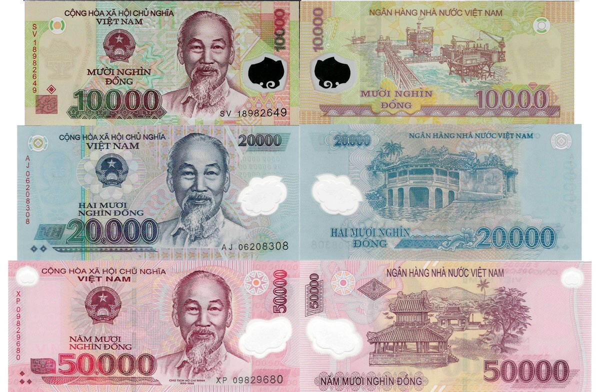 Vietnam set 3 pcs 10000+20000+50000 dong – Polymer Pick 119-121 UNC random years