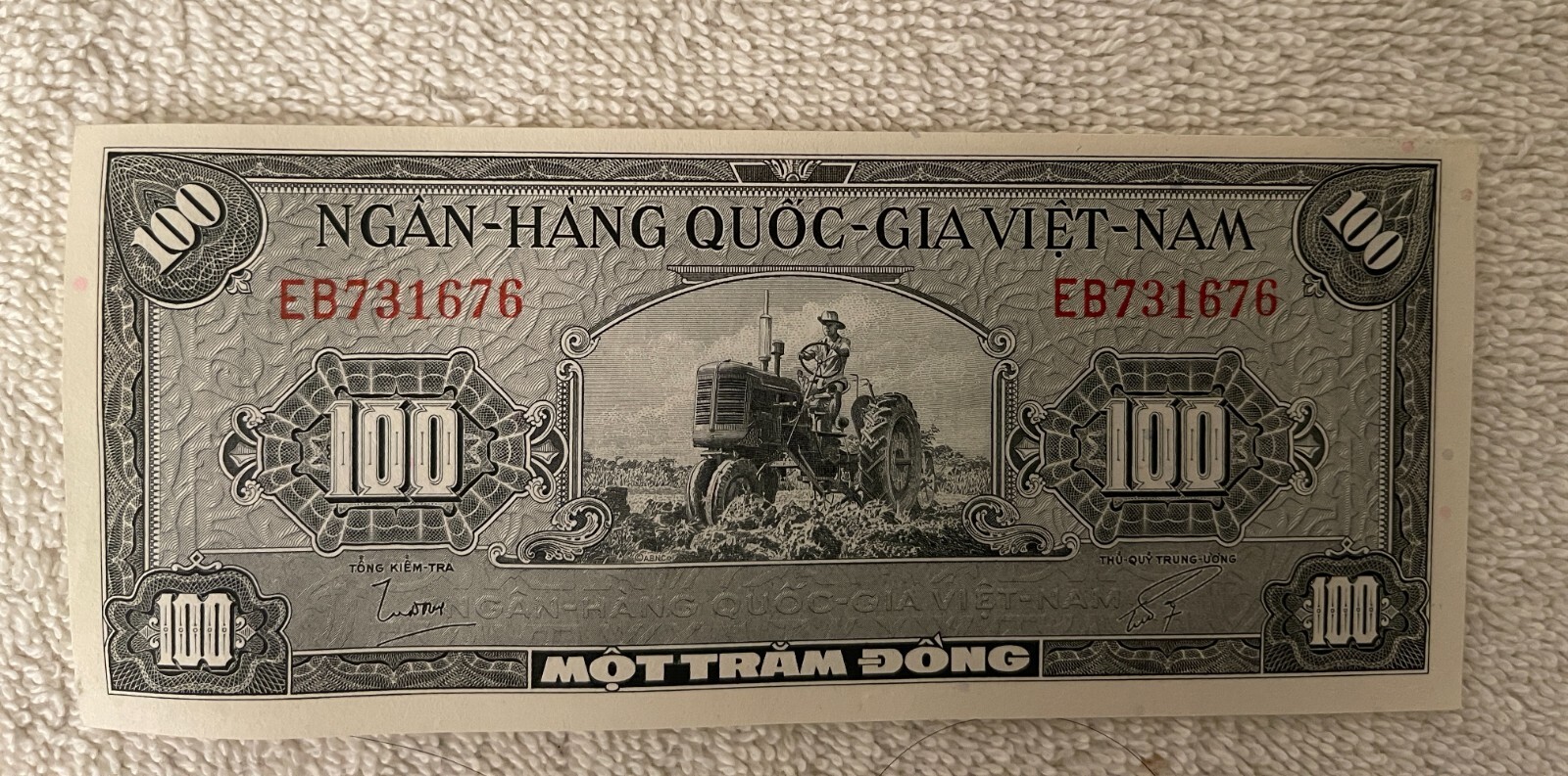 100 PIASTRES RARE BANK NOTE DATED 1955 FROM SOUTH VIETNAM