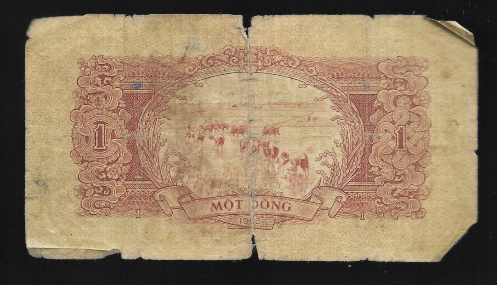 1958— Viet Nam 1 Dong Currency Note–Heavy Circulated Note