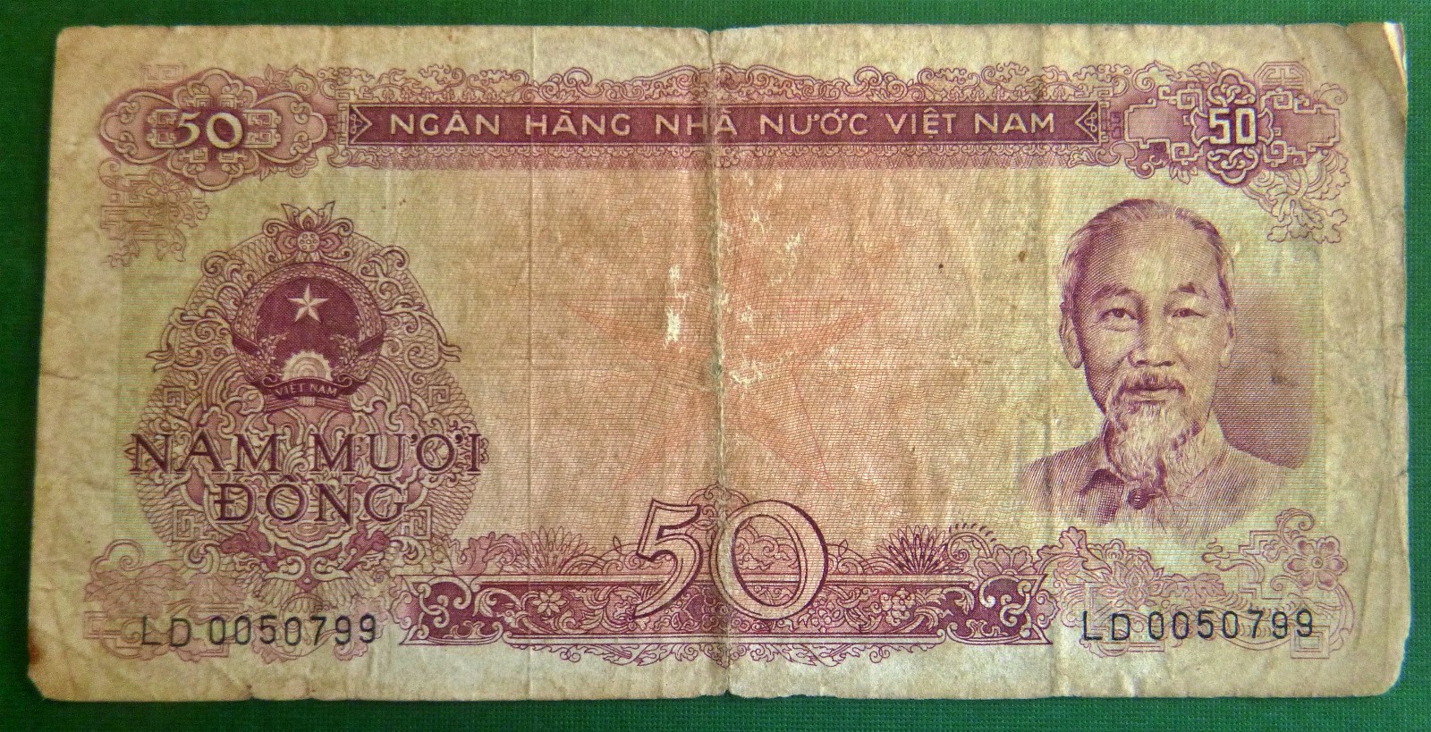VIET CONG BANK NOTE – 50 DONG – 1976 – LD 005 07 99 – Post Vietnam War – E.196