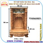 Tủ Thờ Thần Tài-Ông Địa Trụ Rồng Điện Tử Gỗ Xoan Đào 60cm x 98cm