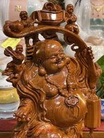 Tượng Di Lạc Ngũ Phúc đứng trên nghê Gỗ Hương Đá cao cấp - Ảnh 5