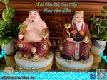Tượng Thần Tài Ông Địa Đá cao cấp hoa văn gấm - Ảnh 2
