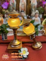 Đèn thờ cúng lưu ly hợp kim cao 33cm - Ảnh 3