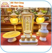 trọn bộ thờ bài vị táo trắng mạ vàng