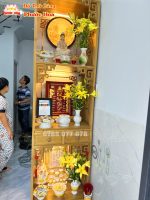 Tủ thờ 3 tầng gỗ sồi hiện đại