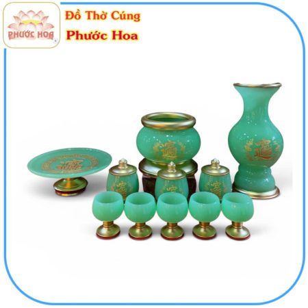 Bộ thờ đá xanh ngọc cao cấp