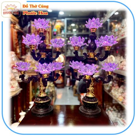 đèn thờ 7 bông pha lê cao cấp