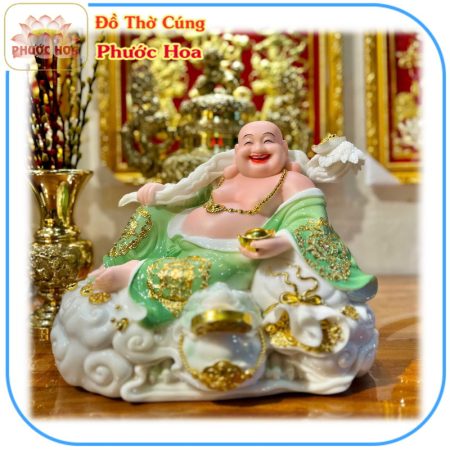 TƯỢNG DI LẠC BỘT ĐÁ CAO CẤP XANH LÁ