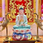 Tượng Quan Âm Bồ Tát sứ xanh cao cấp
