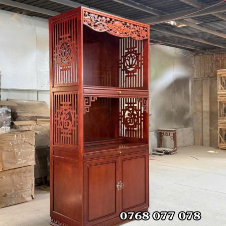 Tủ thờ 3 tầng ngang 1m07cm có cánh cửa